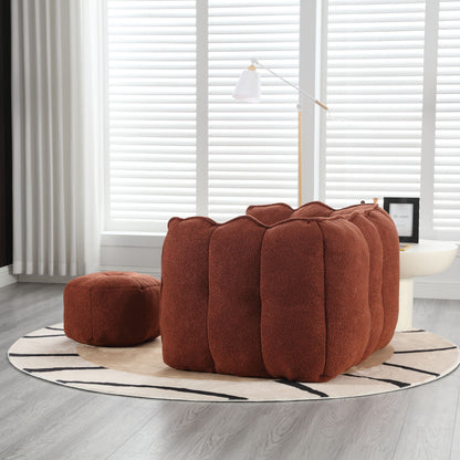 Soft Bean Bag Chair With High Resilient Foam (Chips) - Red / Brown