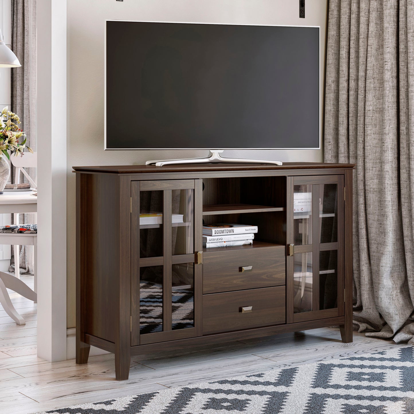 Artisan - Tall TV Media Stand - Tobacco Brown