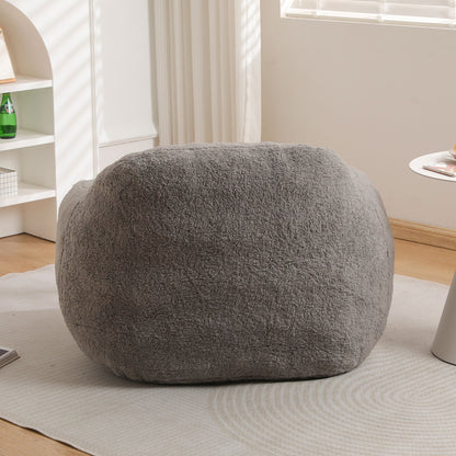 Giant Bean Bag Chair For Adults, Spacious Memory Foam Bean Bag Sofa With Armrests Teddy Fabric, Comfy Seating For Living Room Or Bedroom - Light Gray