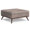 Owen - Extra Large Square Coffee Table Storage Ottoman - Distressed Gray Taupe