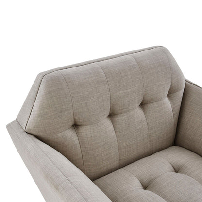 Mid - Century Lounge Chair With Button Tufting - Light Gray