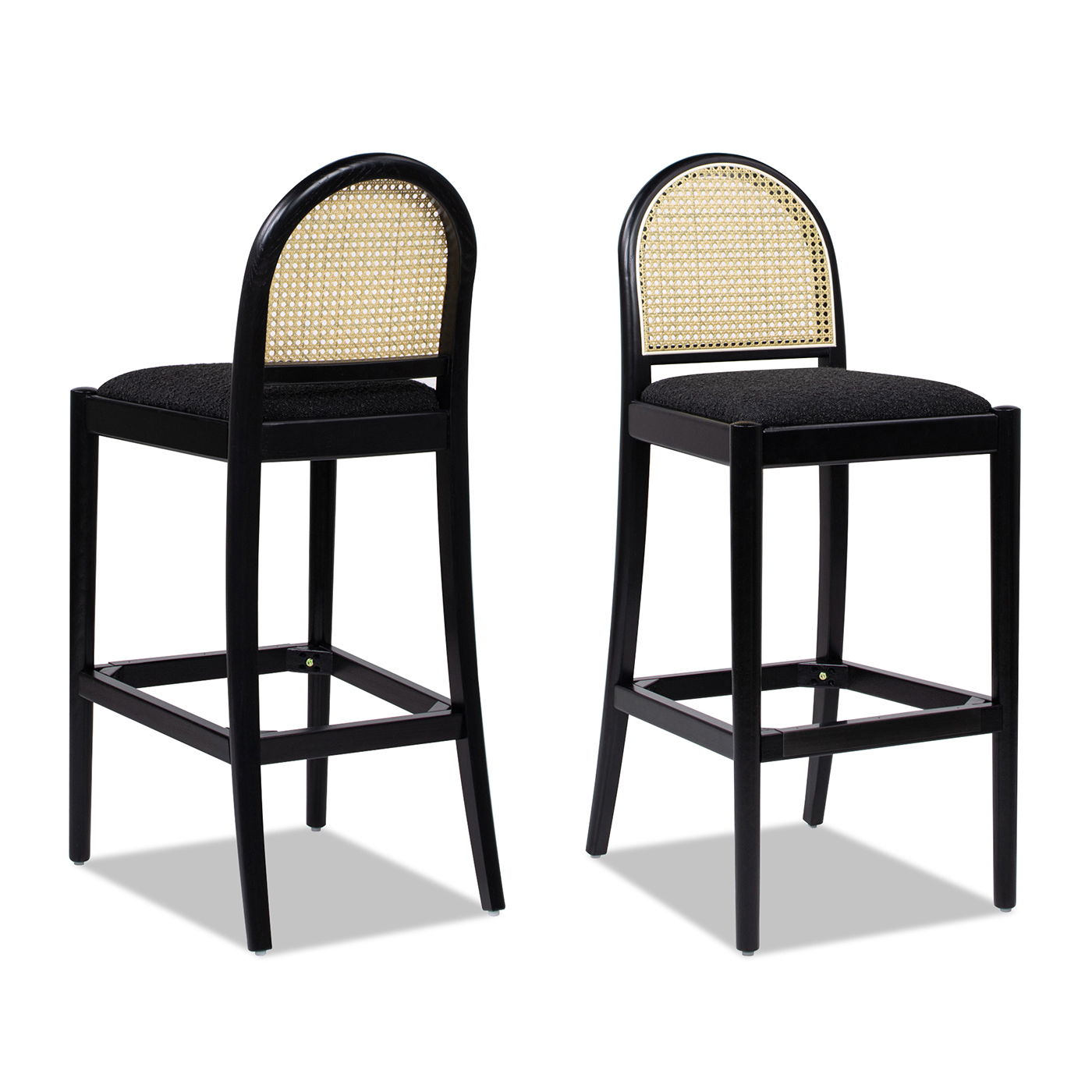 Panama - Curved Back Cane Bar Stool (Set of 2) - Ebony Black
