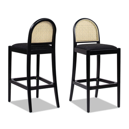 Panama - Curved Back Cane Bar Stool (Set of 2) - Ebony Black