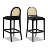 Panama - Curved Back Cane Bar Stool (Set of 2) - Ebony Black