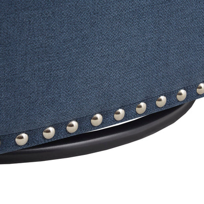 Luxurious Swivel Chair With 360 Degree Rotation Fabric And Solid Wood - Blue
