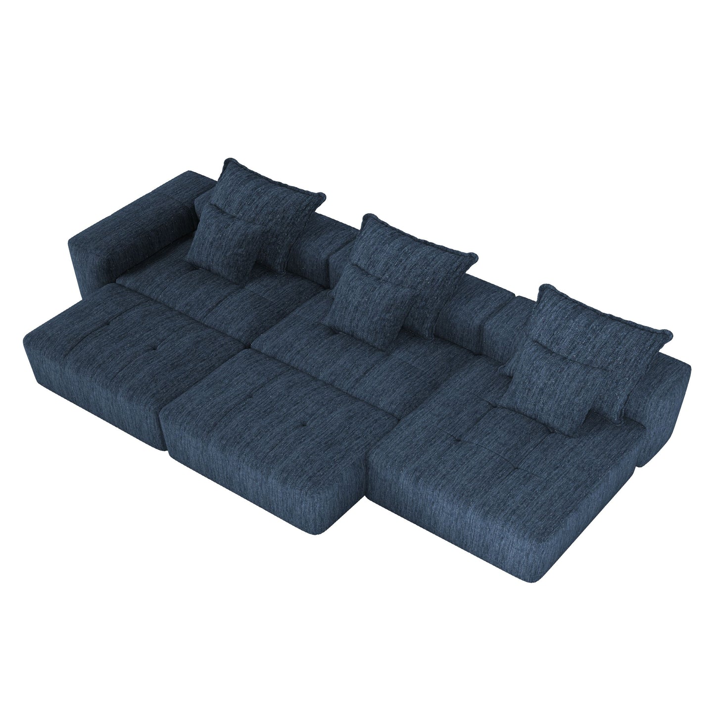 Modern Oversized Modular Sectional Sofa, Sparkling Chenille Fabric Soft Cushion Sofa With 6 Pillows, 6 Pieces Diy Combination Tufted Sofa, No Assembly Required - Blue