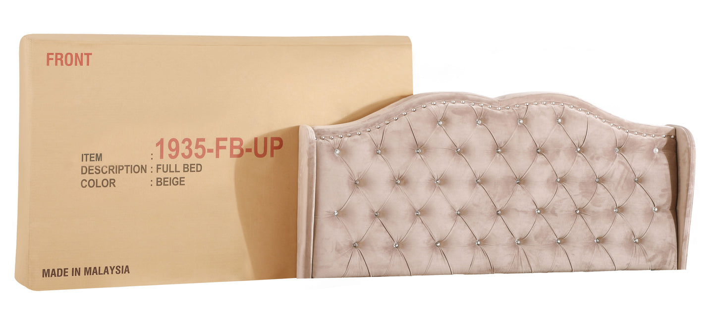 Queen Modern Upholstered Bed - Beige