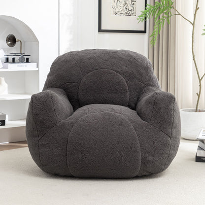 Comfy Bean Bag Chair With Filler, Tufted Memory Foam Sofa Teddy Fabric, Fluffy And Cozy Seating For Dorm, Apartment, Or Living Room - Dark Gray