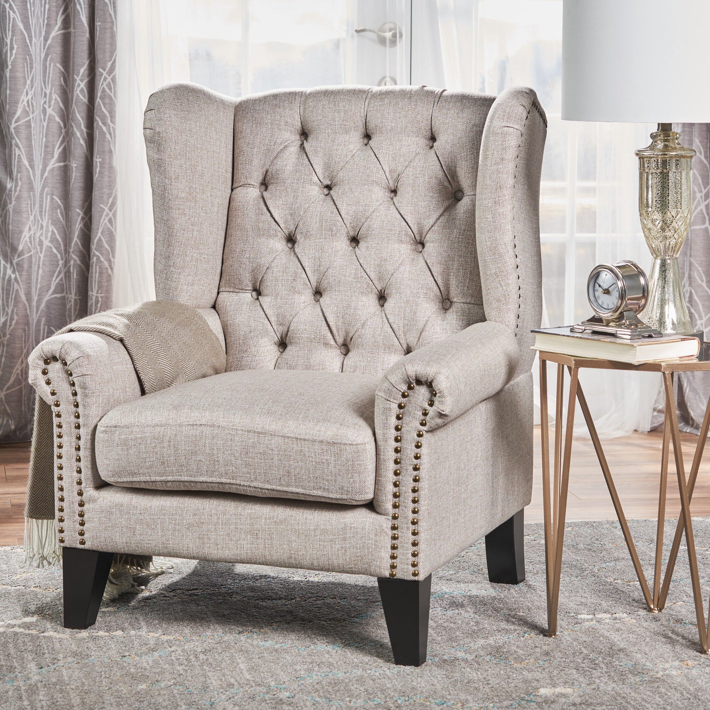 Upholstered Accent Chair, Mid Century Modern Arm Chair, Reading Chair For Living Room, Bedroom - Beige
