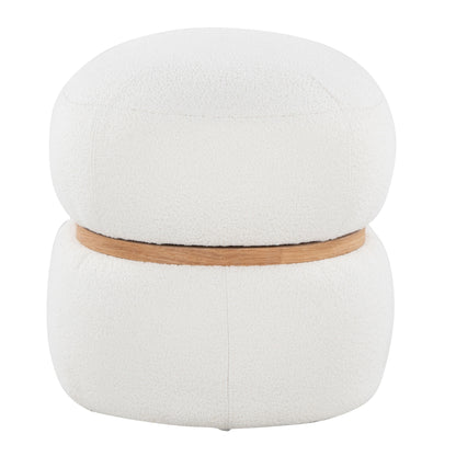 Cinch - Contemporary Pouf Ottoman - Cream / Natural