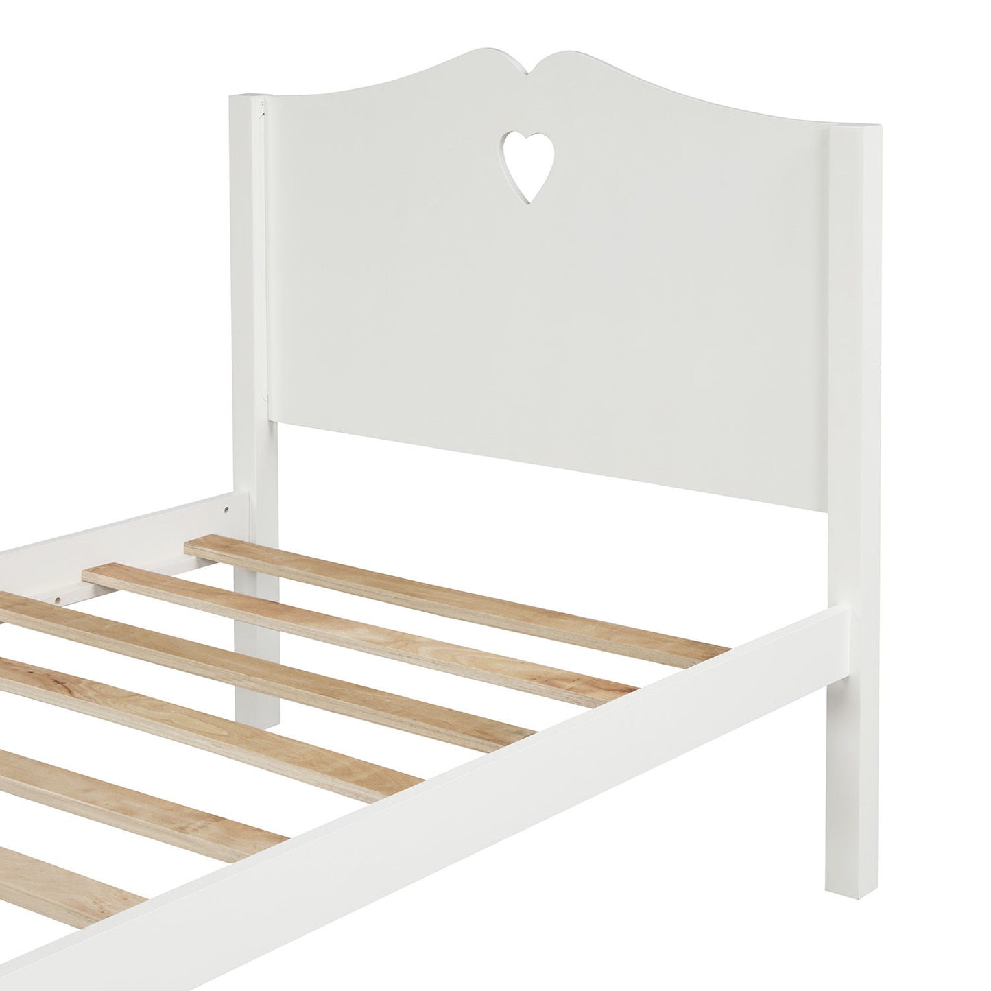 Twin Platform Bed With Slat Support And Headboard And Footboard - White