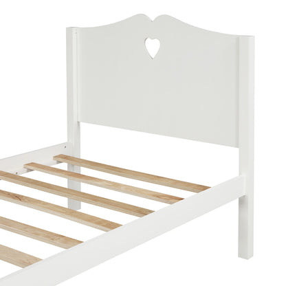 Twin Platform Bed With Slat Support And Headboard And Footboard - White