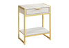 Accent Side Table, Storage Drawer, Marble Look, Contemporary & Modern - Beige