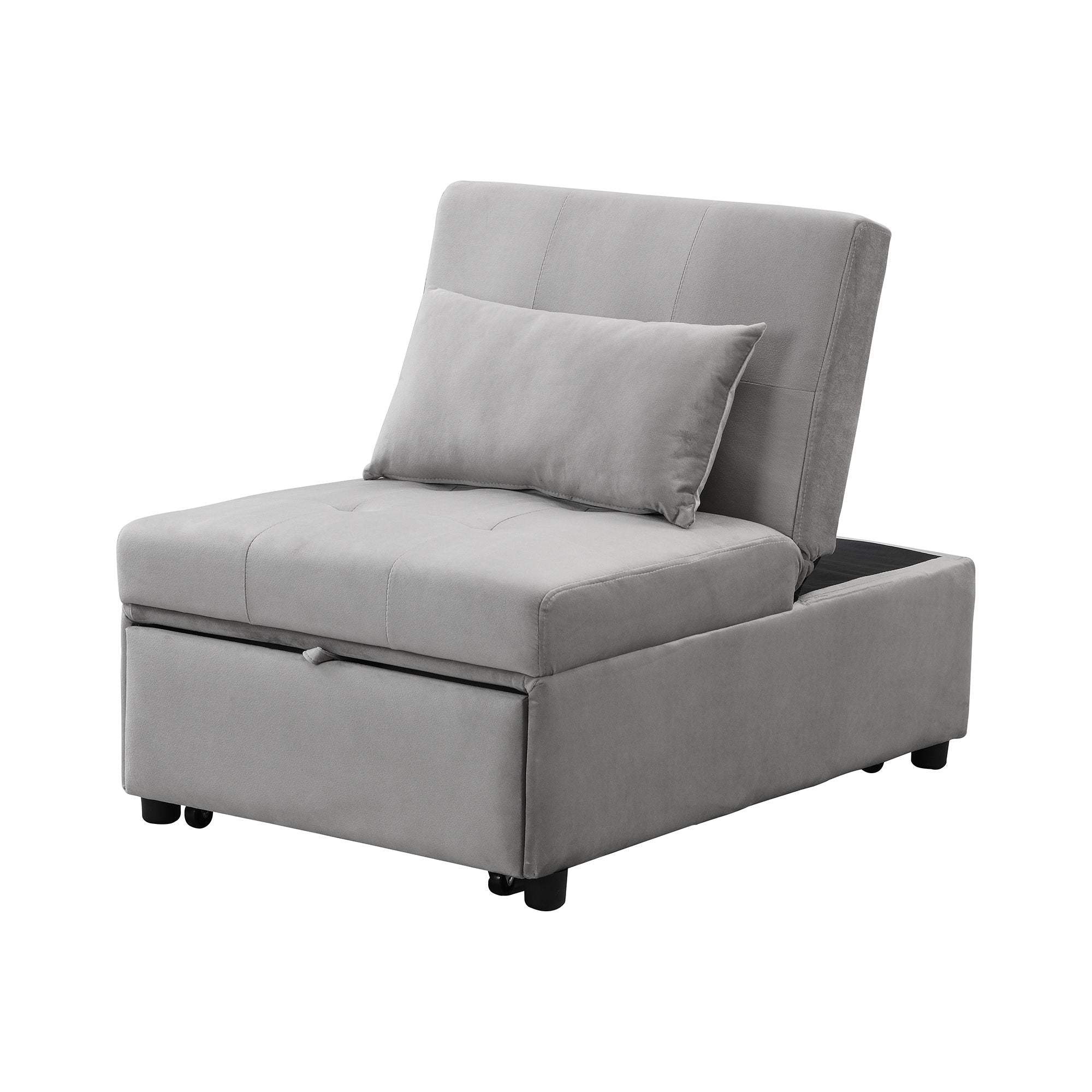 Stylish Folding Ottoman Sofa Bed With Multifunctional Design - Gray