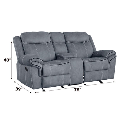 Zubaida - Two Tone Velvet 3 Piece Recliner Living Room Set - Gray