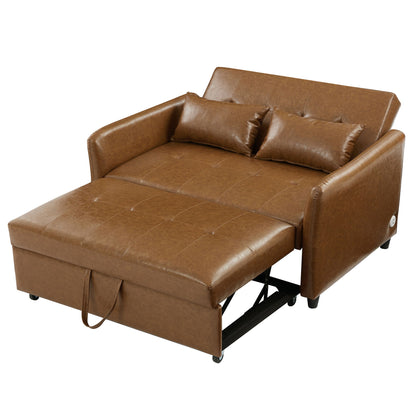 Convertible Sleeper Bed, Adjustable Oversized Armchair With 3 USB Ports For Small Space - Brown