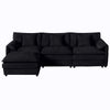 Modular Sectional Sofa Oversized Deep Seat L Shaped Couch Set With Movable Ottoman - Black