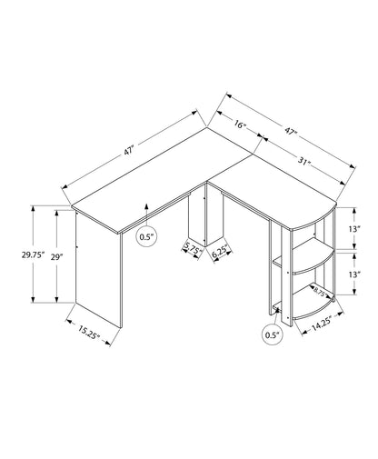 Computer Desk, Home Office, Corner, Storage Shelves, L Shape, Laptop, Contemporary & Modern - Oak