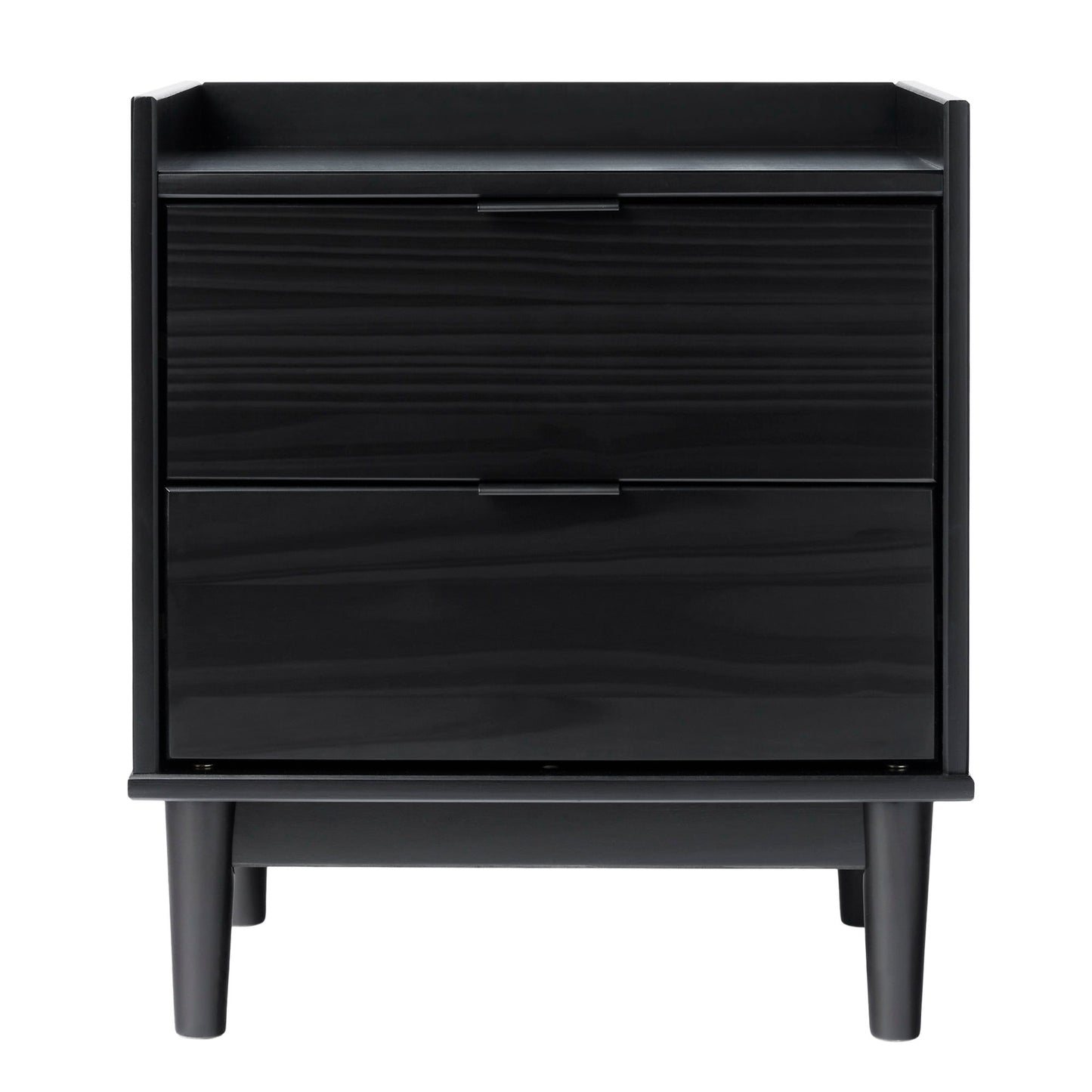Mid-Century Modern 2 Drawer Nightstand - Black