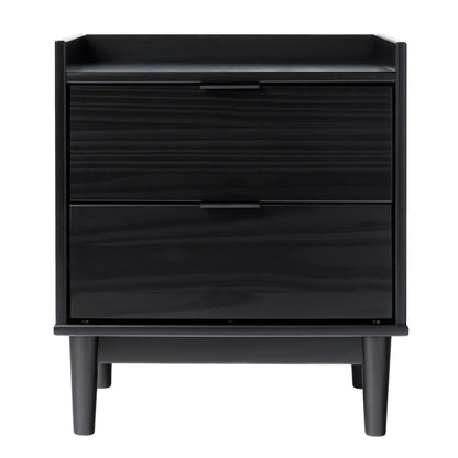 Mid-Century Modern 2 Drawer Nightstand - Black