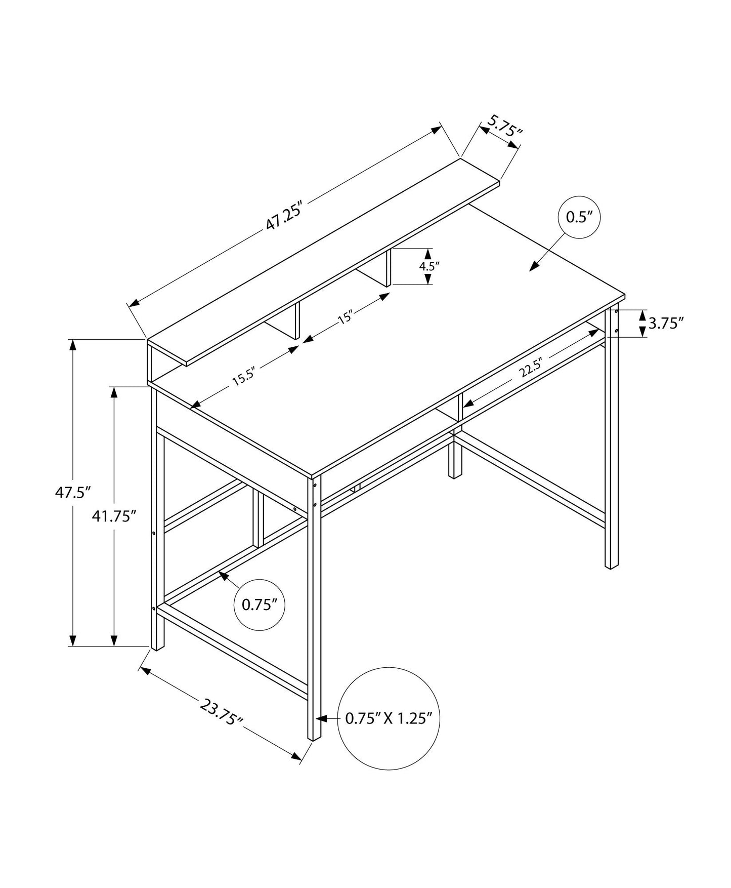 Computer Desk, Home Office, Standing, Storage Shelves, Laptop, Contemporary & Modern - White