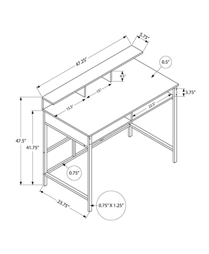 Computer Desk, Home Office, Standing, Storage Shelves, Laptop, Contemporary & Modern - White