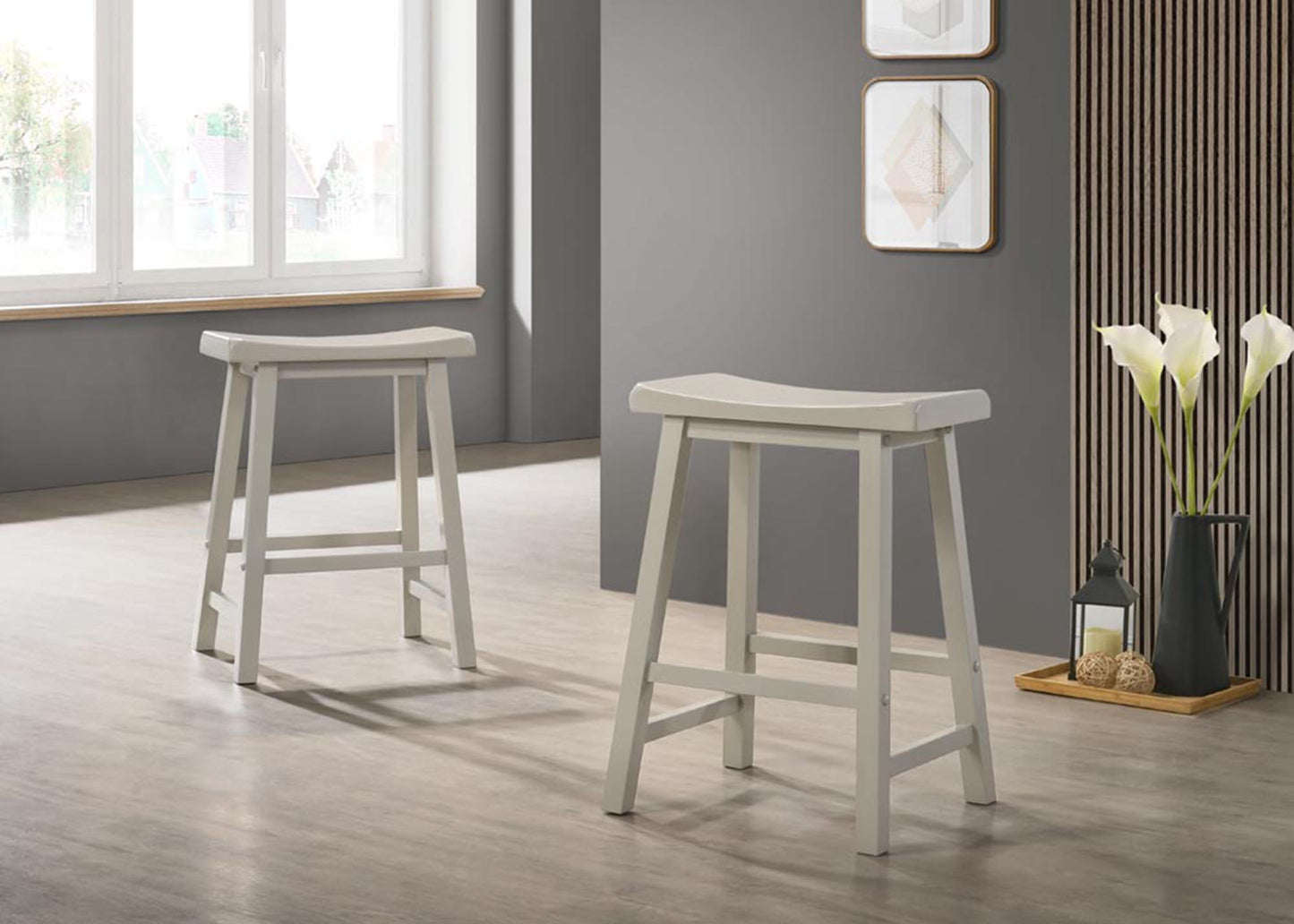 Alonzo - 17.5" Backless Ergonomic Counter Height Stool (Set of 2) - Light Gray