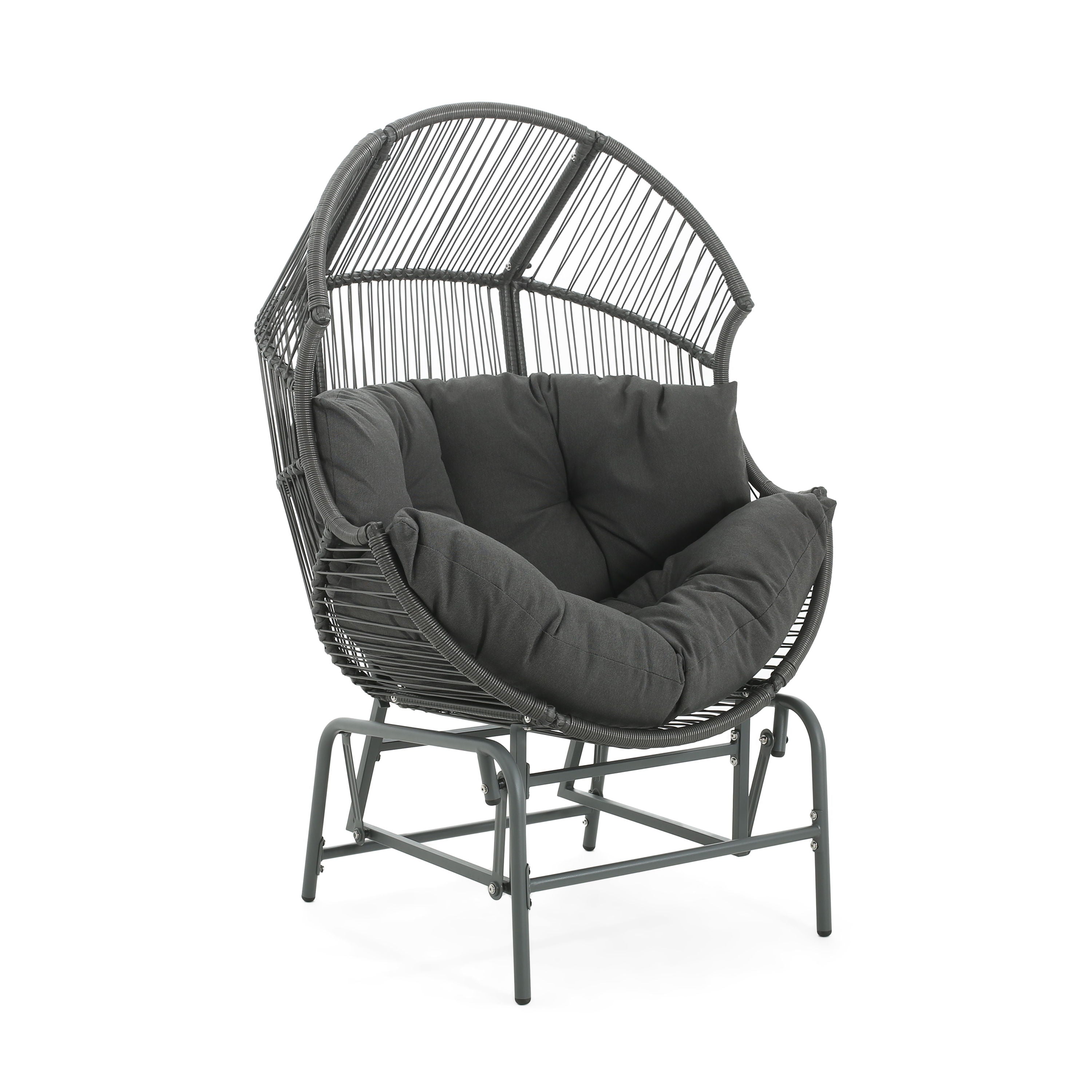 Palos - Outdoor Wicker Glider Chair - Dark Gray