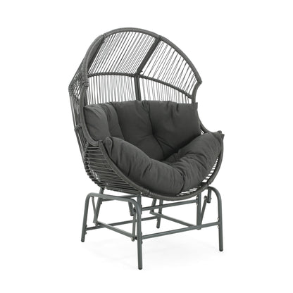 Palos - Outdoor Wicker Glider Chair - Dark Gray