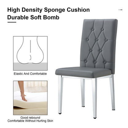 Armless Dining Chairs, Grid And Buckle Design Of The Back (Set of 4) - Gray