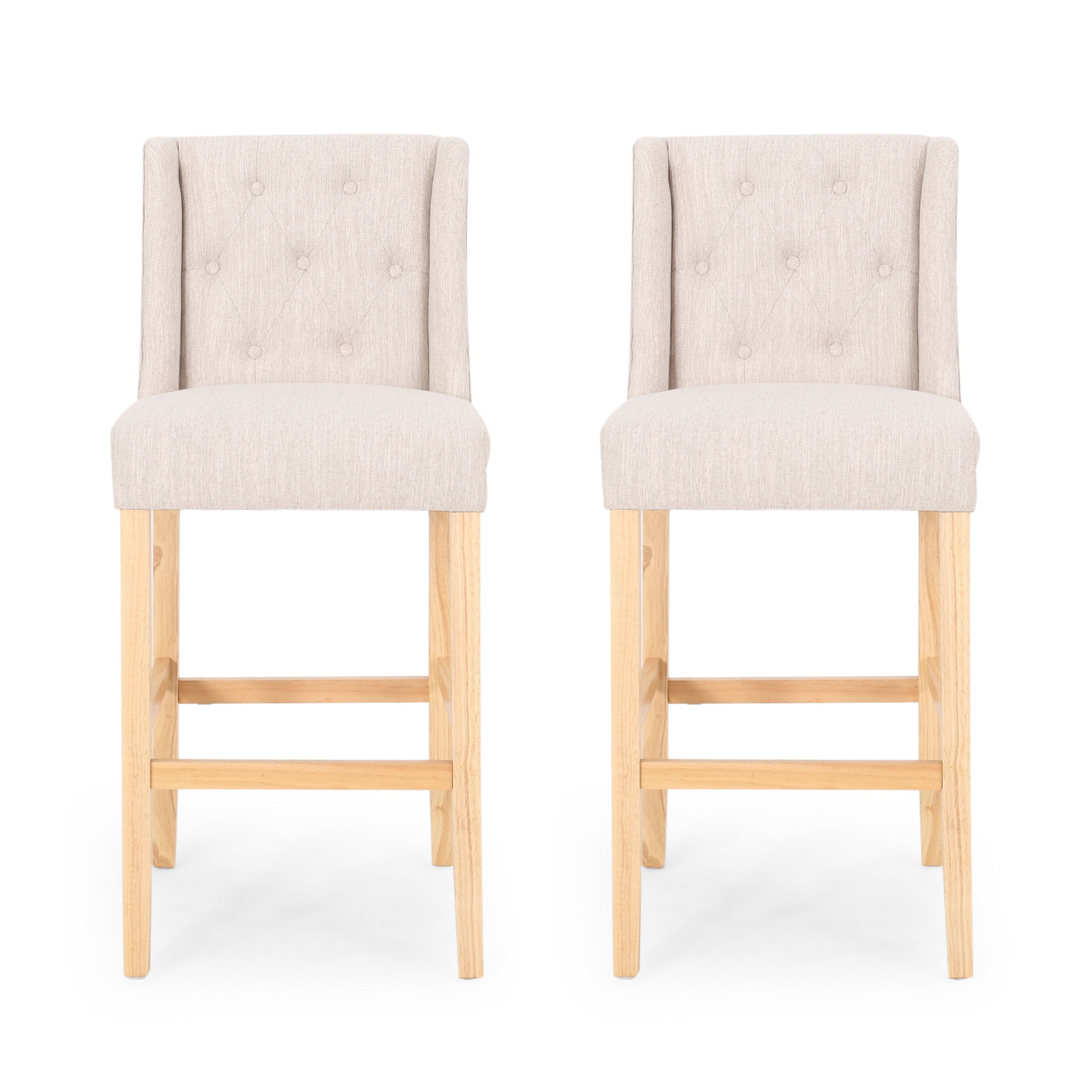 Ethereon - Fabric Tufted Counter Stool (Set of 2) - Beige
