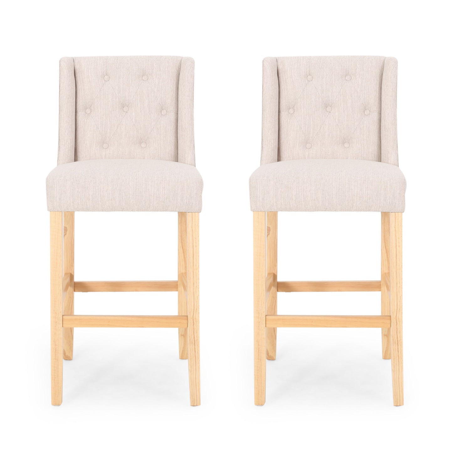 Ethereon - Fabric Tufted Counter Stool (Set of 2) - Beige
