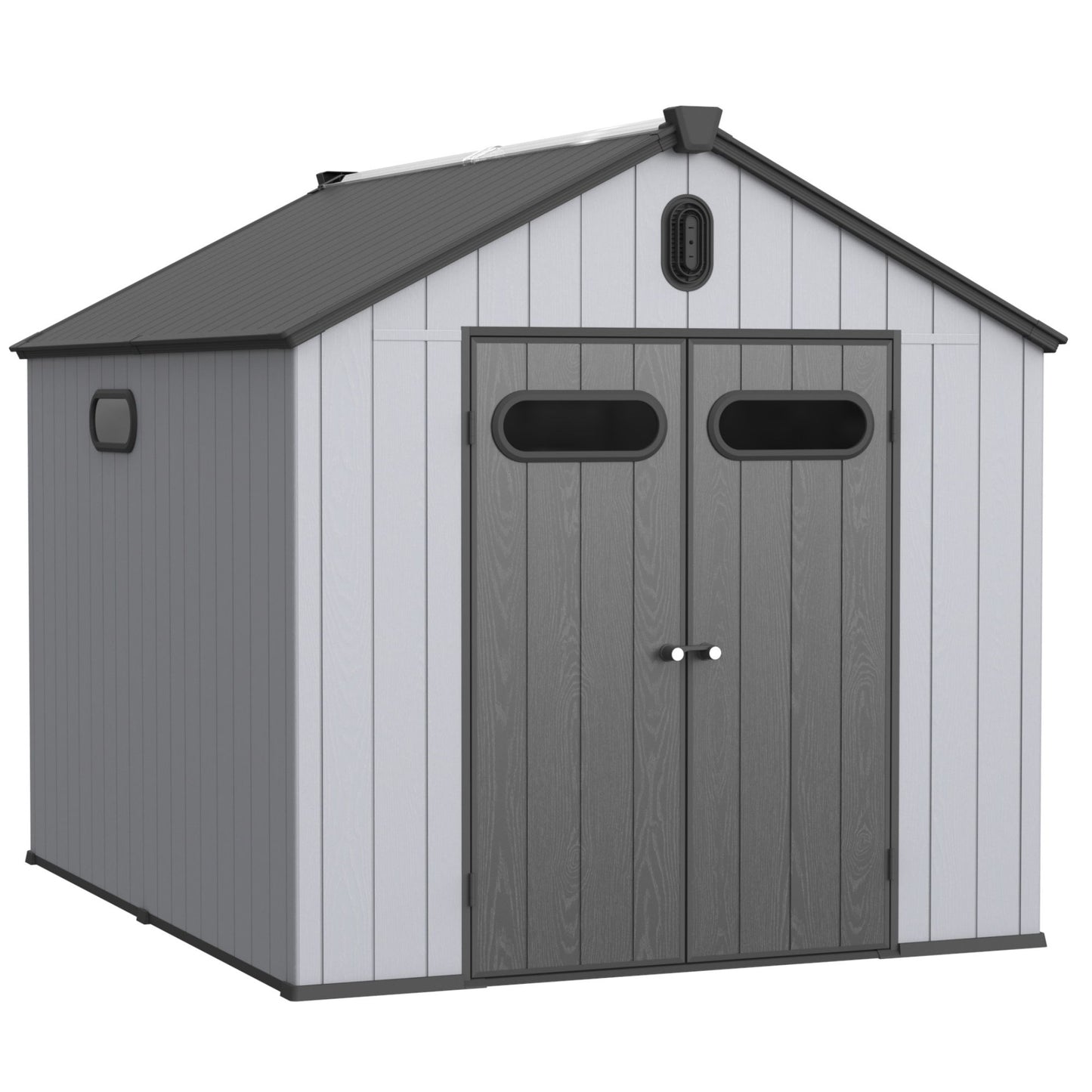 1 Resin Plastic Storage Shed For Backyard Garden With Spire Tool Storage - Black / Gray