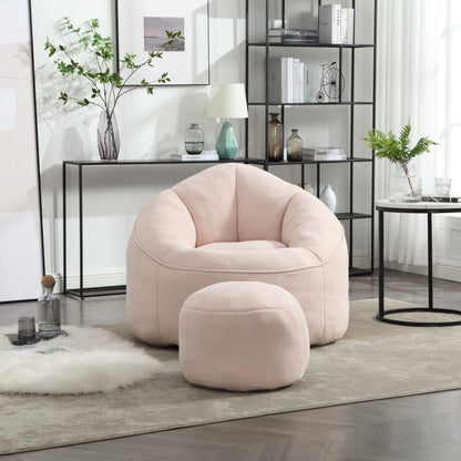 Bedding Bean Bag Sofa Chair High Pressure Foam Bean Bag Chair Adult Material With Padded Foam Padding Compressed Bean Bag With Footrest - Pink