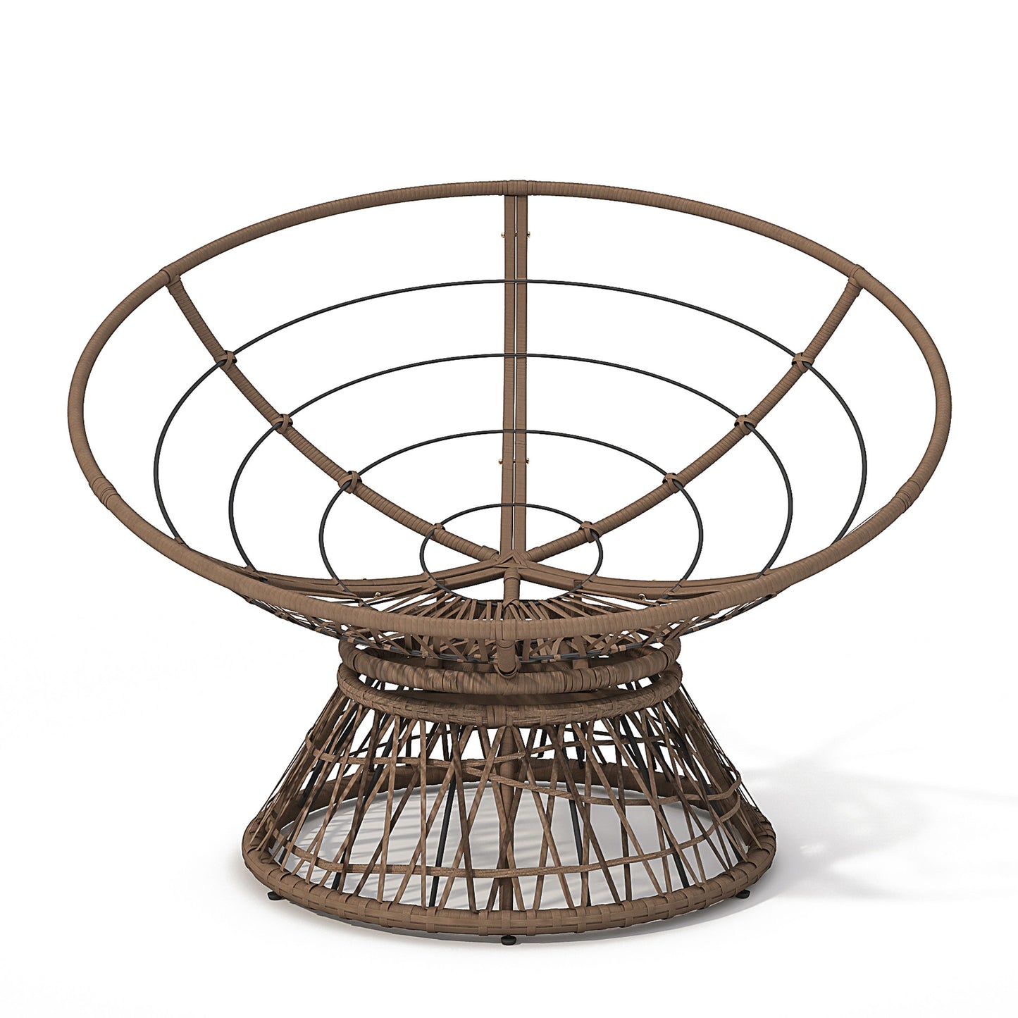 Ergonomic Wicker Chair With Cloud Thick Density Cushion, 3 Proof Cover High Capacity Iron Frame Fluid 360ÔøΩÔøΩÔøΩÔøΩÔøΩÔøΩÔøΩÔøΩÔøΩÔøΩÔøΩÔøΩÔøΩÔøΩÔøΩ Swivel - Beige / Brown
