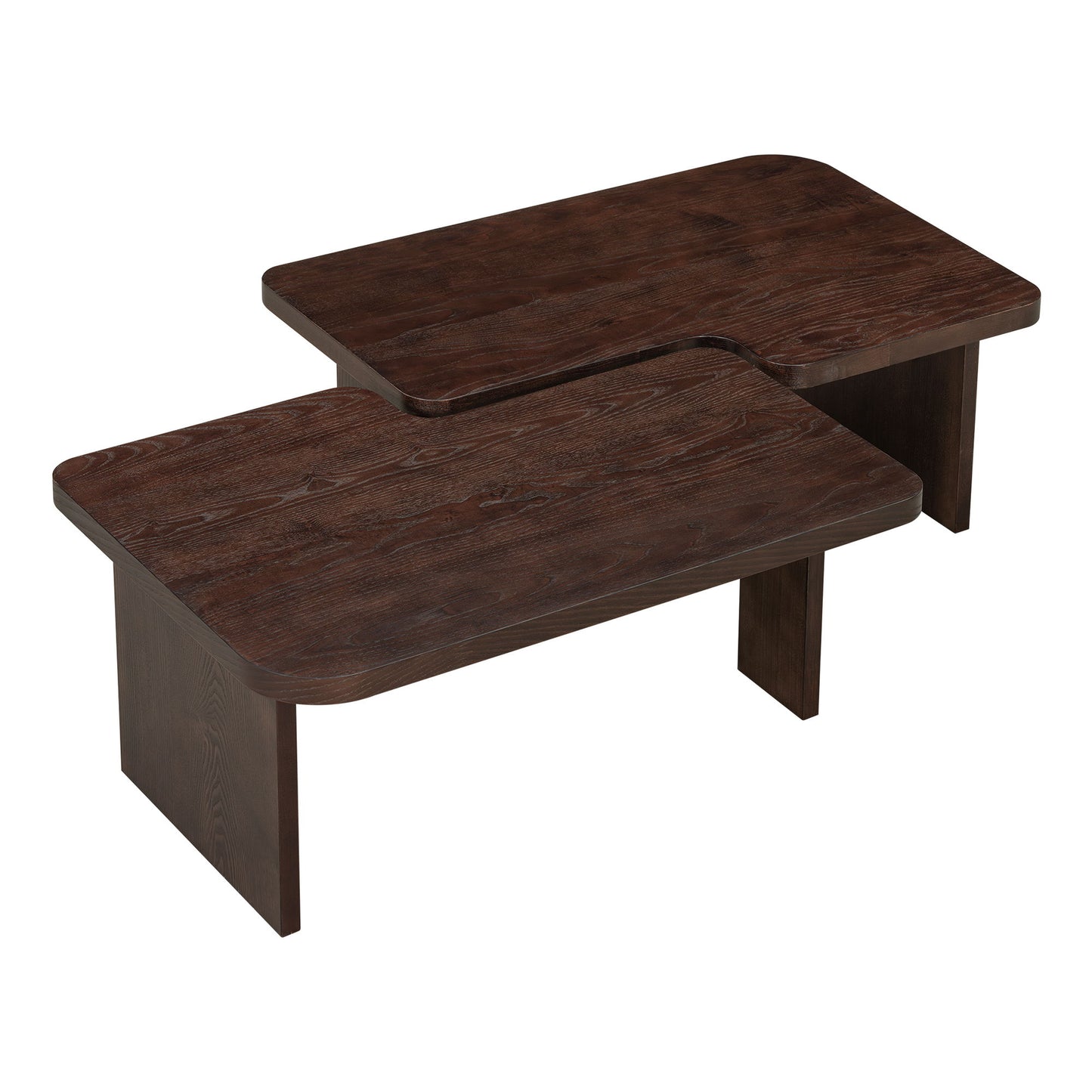 Modern Minimalist Coffee Table Set, Rectangle Coffee Table With Splicing Design, Multifunctional Combination Table For Living Room - Espresso