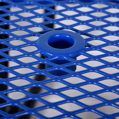 Round Outdoor Steel Picnic Table With Umbrella Pole - Blue
