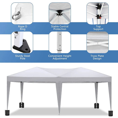 10'X20' Folding Canopy With 6 Removable Sidewalls Outdoor Event Shelter UPF 50+ Gazebo Portable Tents For Parties Beach Camping Wedding Ez Pop Up Canopy - White