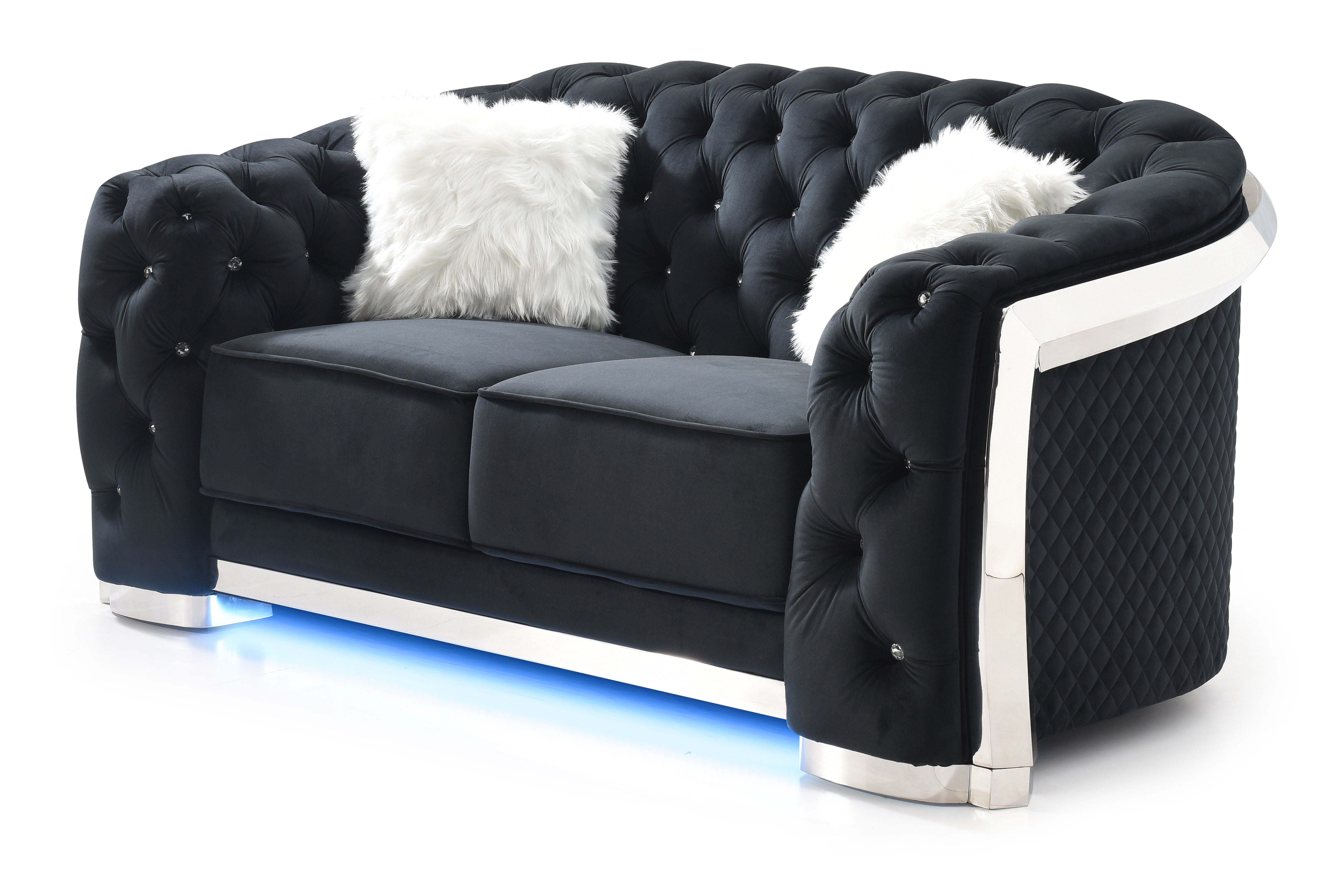Loveseat With Flared Arms - Black
