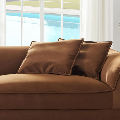 Nordic Modern Sofa With Detachable Pillowcase, French Velvet Fabric, Solid Wood Frame, High Density Sponge Filling - Camel