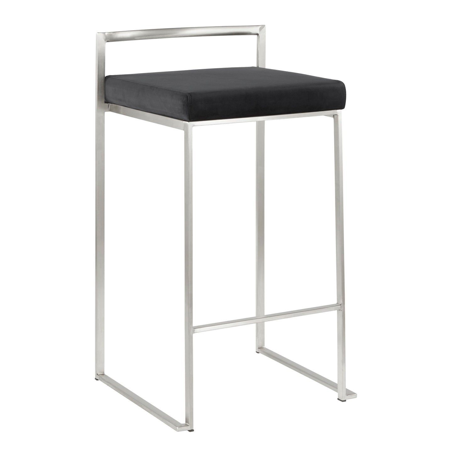 Fuji - Contemporary, Stackable Counter Stool (Set of 2) - Black