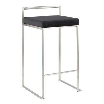 Fuji - Contemporary, Stackable Counter Stool (Set of 2) - Black