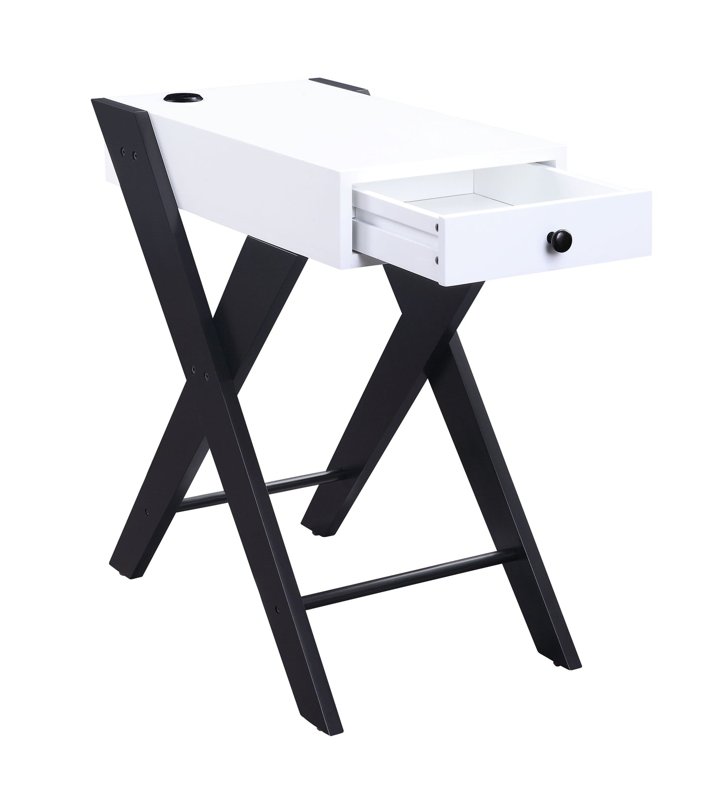 Fierce - Accent Table With Built - In USB Port - White / Black
