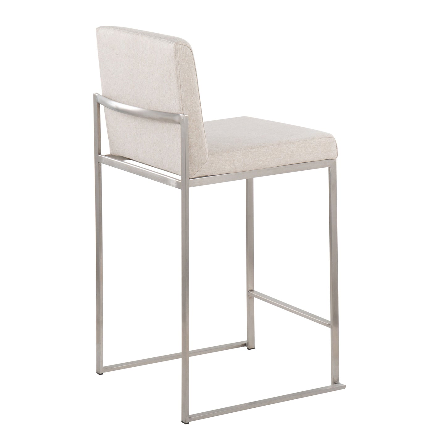 Fuji - Contemporary High Back Counter Stool (Set of 2) - Beige