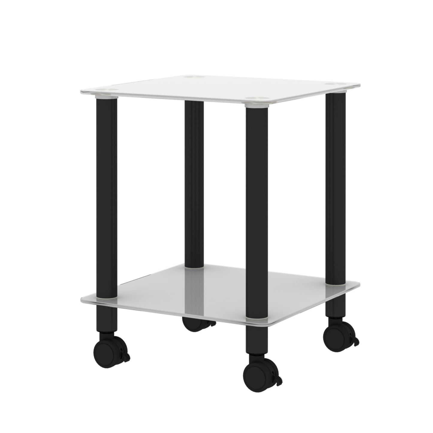 Side Table, 2 Tier Space End Table, Modern Night Stand, Sofa Table, Side Table With Storage Shelve - White / Black