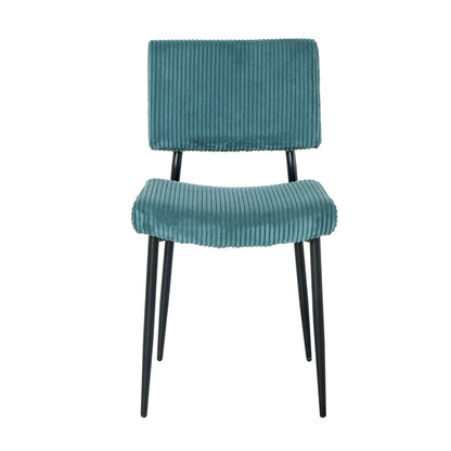 Modern Upholstered Dining Chair Set With Black Metal Legs (Set of 2) - Turquoise