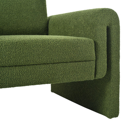 Modern Boucle Upholstered Accent Chair Sturdy Support & Luxurious Comfort Solid, Manufactured Wood - Green