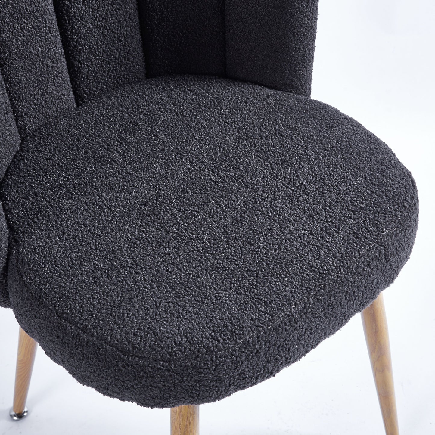 Modern Dining Chair (Set of 2) With Iron Tube Wood Color Legs, Shorthair Cushions And Comfortable Backrest, Suitable For Dining Room, Living Room, Cafe, Simple Structure - Gray