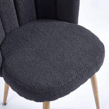 Modern Dining Chair (Set of 2) With Iron Tube Wood Color Legs, Shorthair Cushions And Comfortable Backrest, Suitable For Dining Room, Living Room, Cafe, Simple Structure - Gray