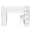 Twin Size Loft Bed With Storage Drawers, Desk And Stairs With Shelves - White